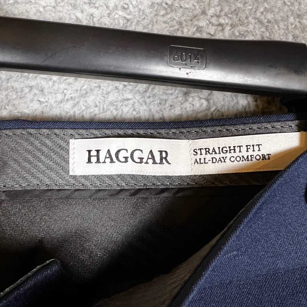 Haggar Dress Pants Mens 30x30 Straight Fit Blue Comfort Flex Business Office NEW - Picture 6 of 11